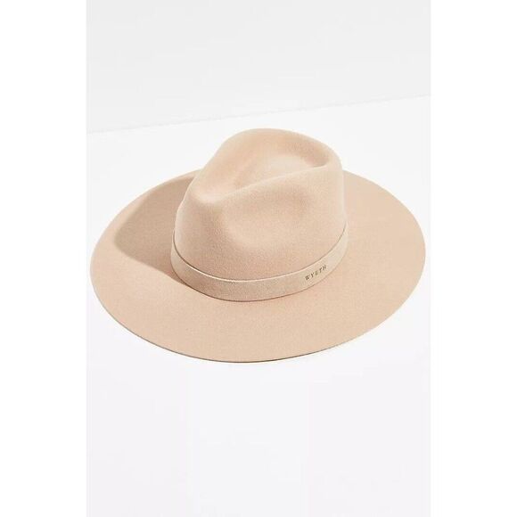 NWT FREE PEOPLE X WYETH ONE SIZE NOMAD SUEDE BAND FELT HAT IN OATMEAL - Picture 2 of 4